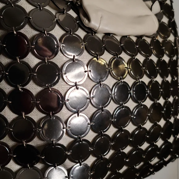 LIMITED EDITION! Coach Bonnie Cashin White & Silver Metallic Medallion Bag 13376 - Picture 7 of 16